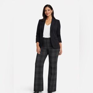 Lane Bryant Plaid Career Pants Size 14 Regular Gray Black Stretch Trouser